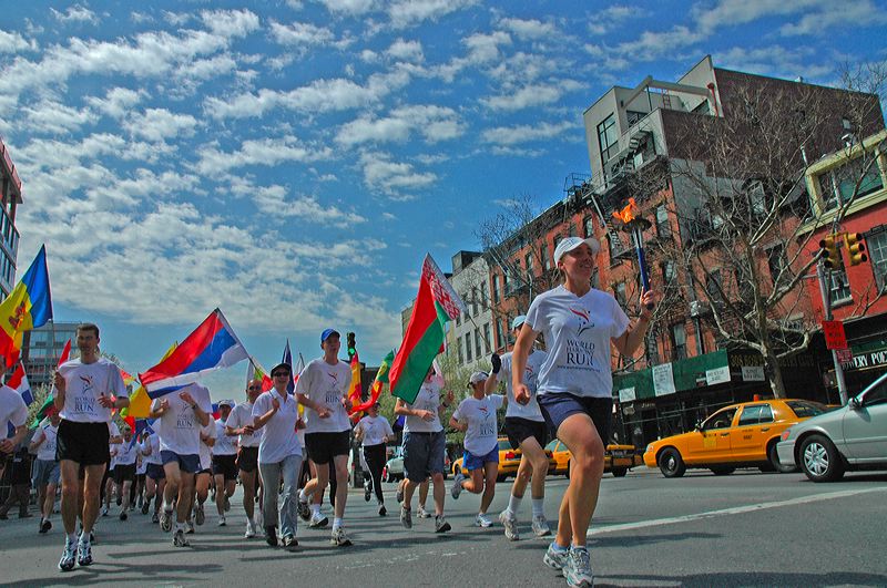 Runners making their way up Second Ave